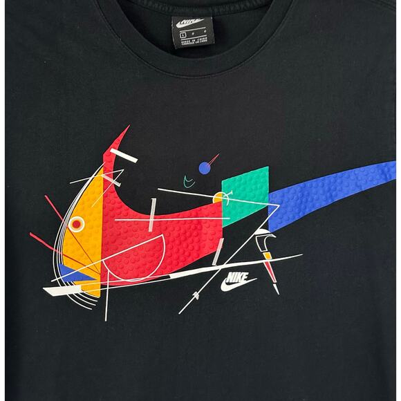 2/$30 Nike Game Changer Shirt Black "Lego" Textured Swoosh Logo Men's Size L - Picture 5 of 10